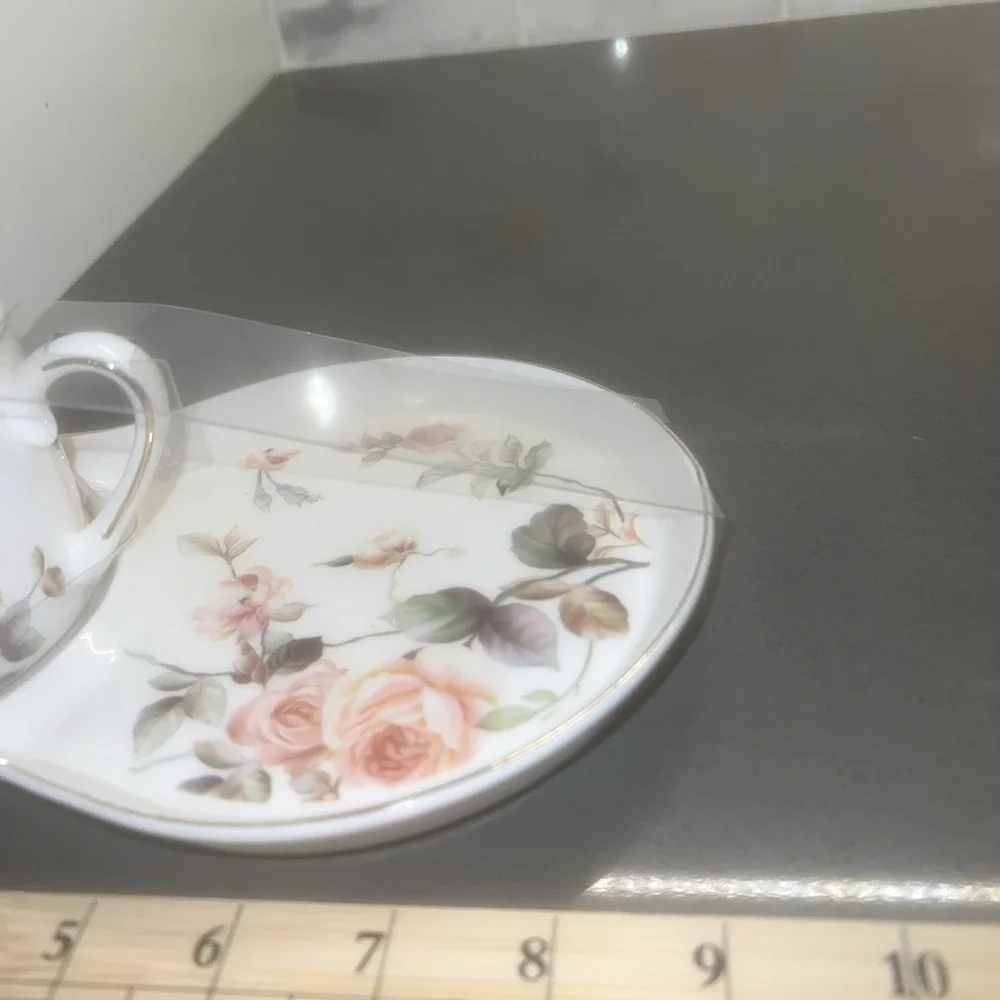 Grace Teaware Fine Porcelain Teacup & Snack Plate Magnolia &  Birds Pink New